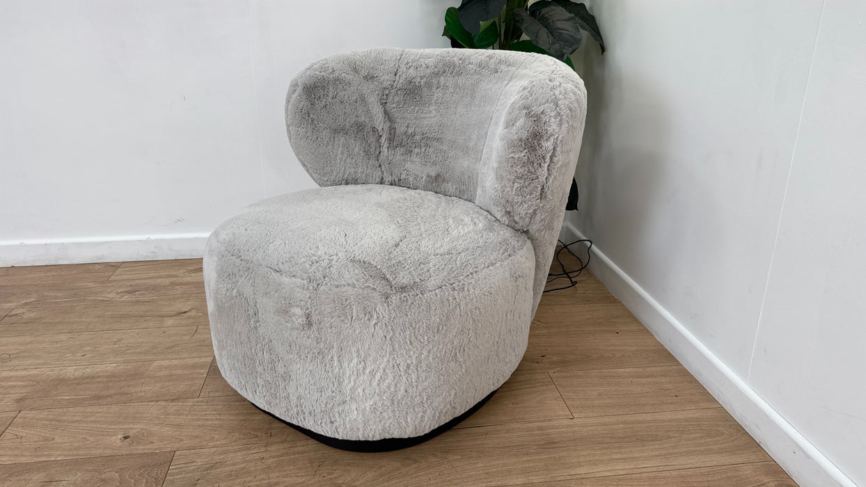 Sofology The Huski Fabric Accent Chair in Super Soft Faux Fur Grey