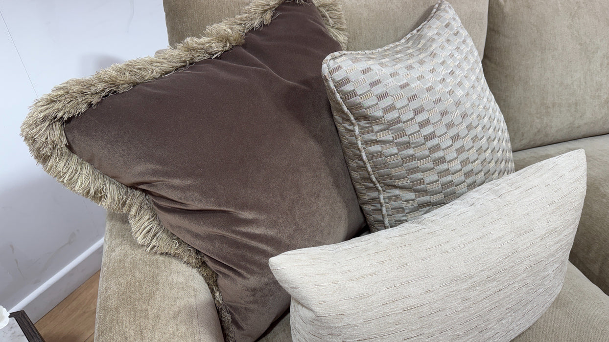 Sofology Moderna Fabric 4 Seater Chaise Extra Flex Seats in Lifestyle Plush Chenille Barley Mix