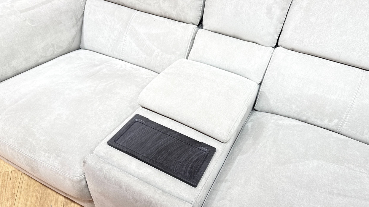 Sofology Illinois Fabric 2 Seater Console Power Recliner/Headrest in Lifestyle Textured Grey