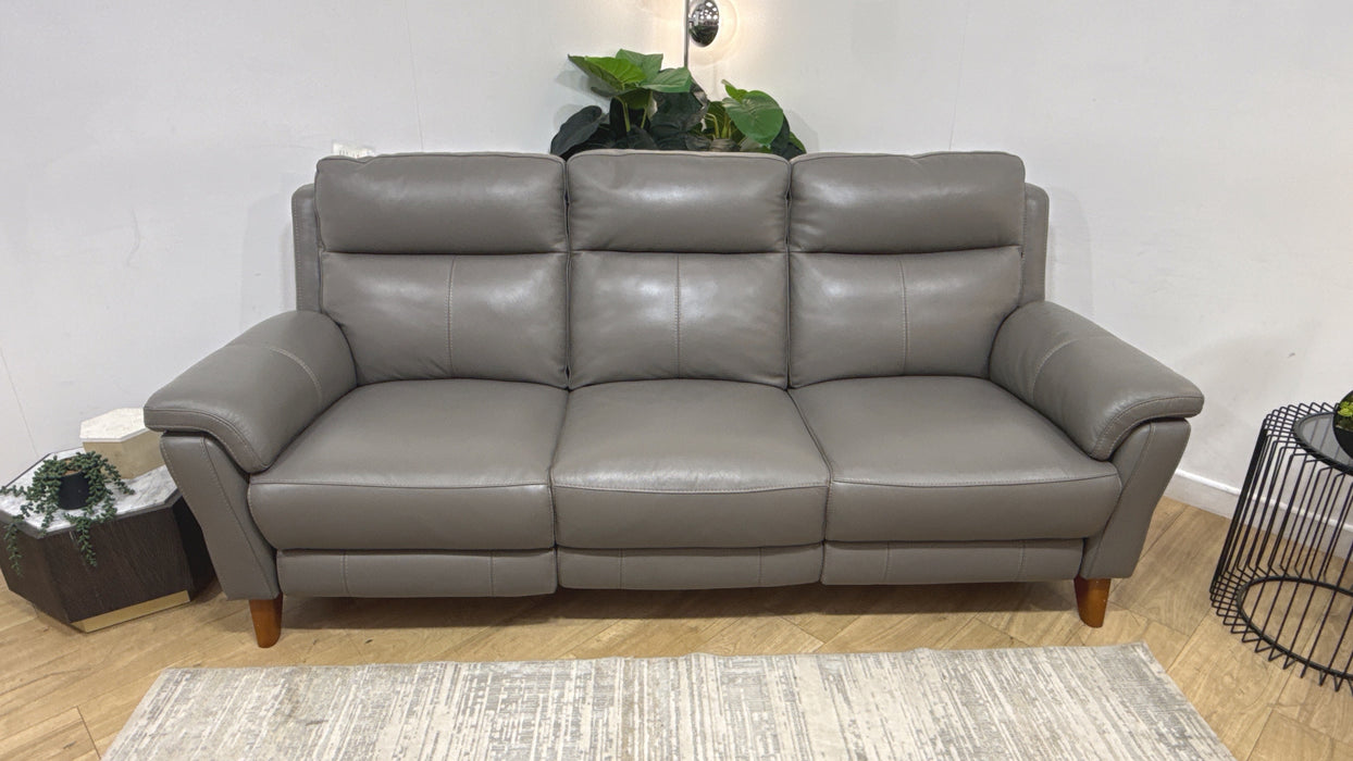 Sofology Lucca Leather 3 Seater Power Recliner in Trusty Soft Sheen Fossil Grey