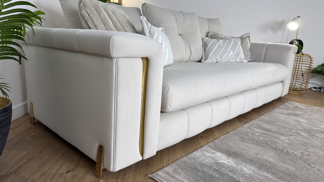 Sofology Oscar Fabric 4 Seater in Matt Velvet Ecru