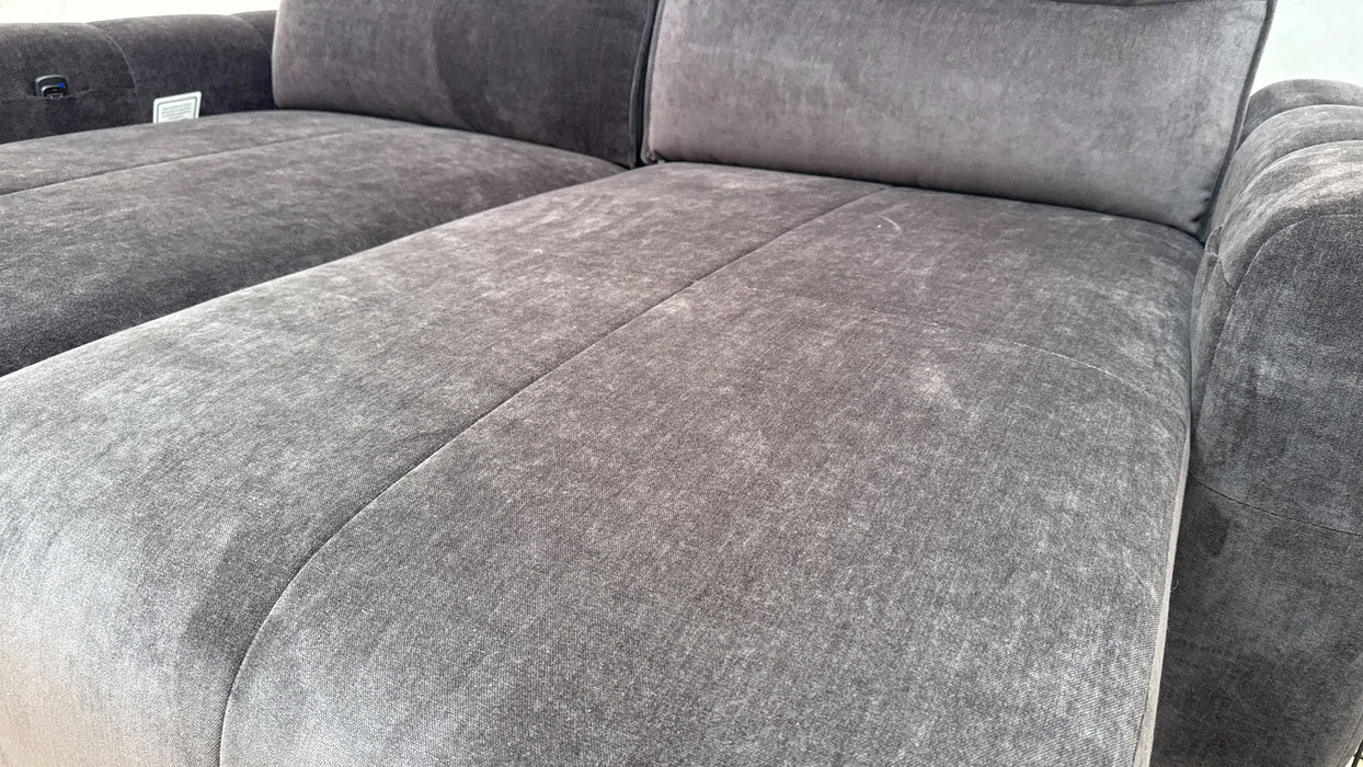 Sofology Sanctuary Fabric 3 Seater Double Power Chaise Power Motion Back in Relaxed Chenille Raisin