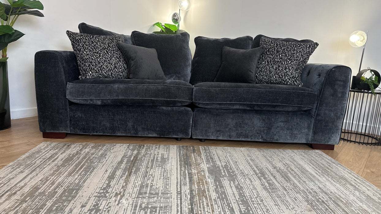 Sofology The Valentina Fabric 4 Seater Split Pillow Back Foam Seats in Luxury Chenille Charcoal