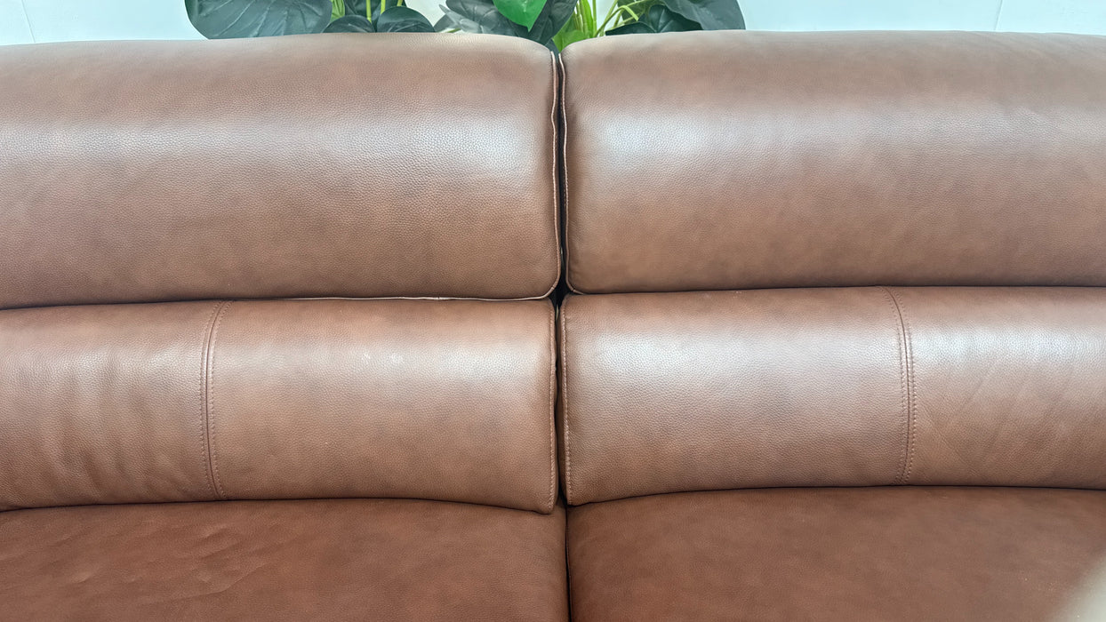Sofology Fratelli Leather 2.5 Seater Power Recliner/Headrest in Trusty Embossed Chestnut
