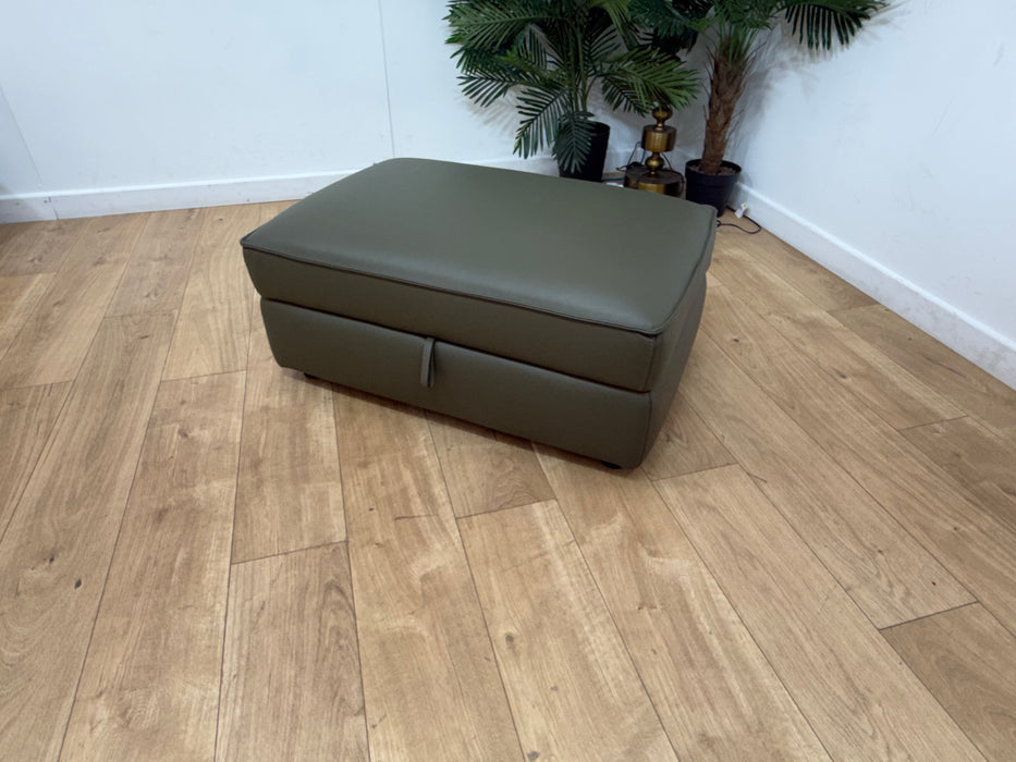 Sofology Palazzo Leather Large Storage Footstool in Trusty Matt Olive