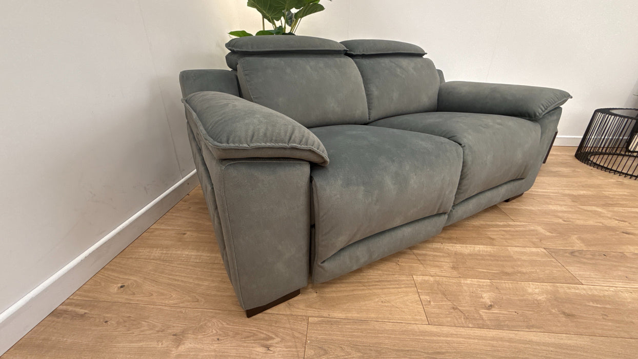 Sofology Benz Fabric 2 Seater Power Headrest/Recliner in Lifestyle Flecked Ivy Green