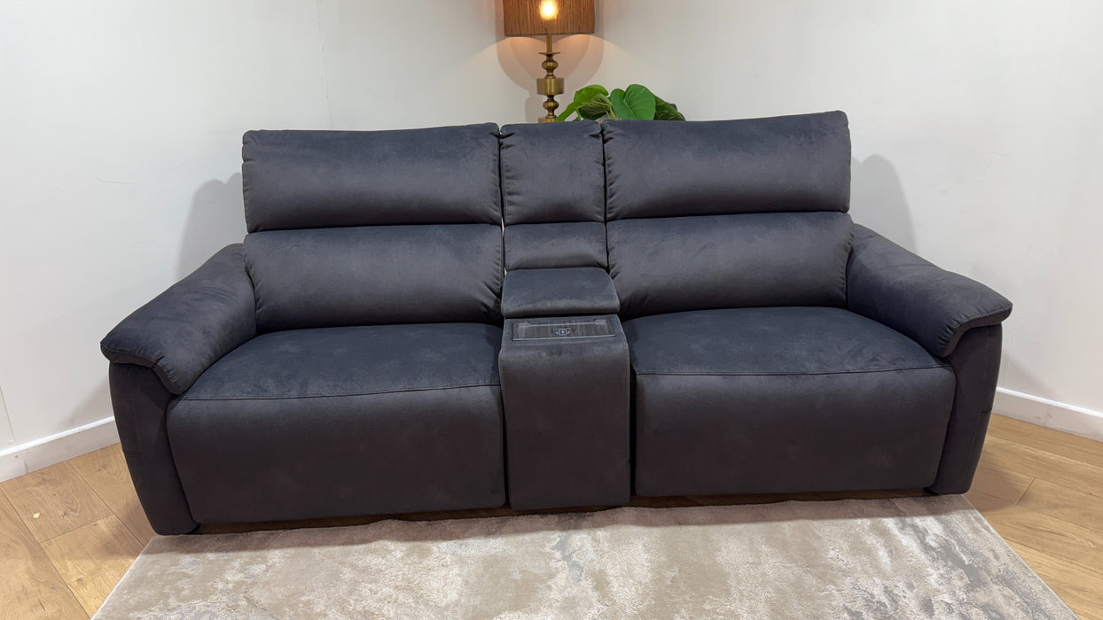 Sofology Ripley Fabric 2.5 Seater Console Power Recliner/Headrest Lumbar Support in Lifestyle Flecked Anthracite
