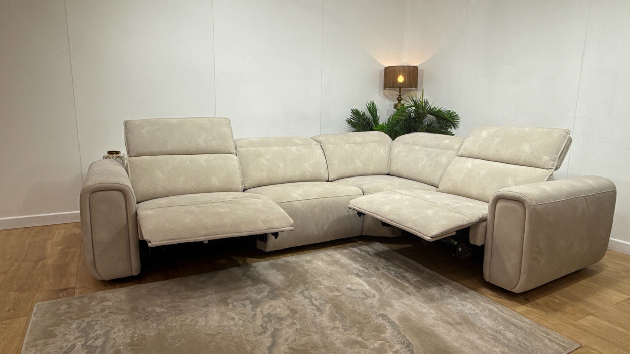 Sofology Premiere Fabric 3 Corner 1.5 Power Recliner/Headrest in Lifestyle Flecked Ivory