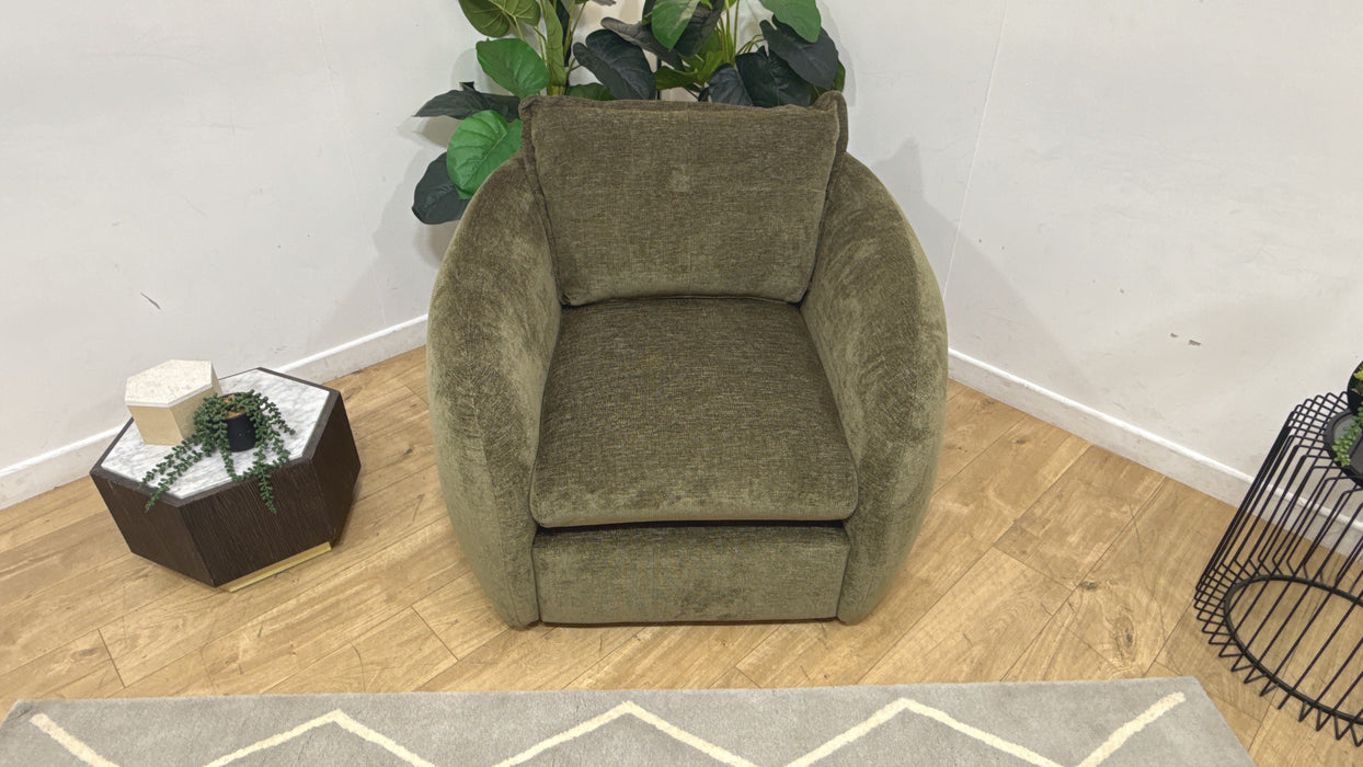 Sofology Portobello Fabric Chair Foam Seat in Linen Look Chenille Olive Green