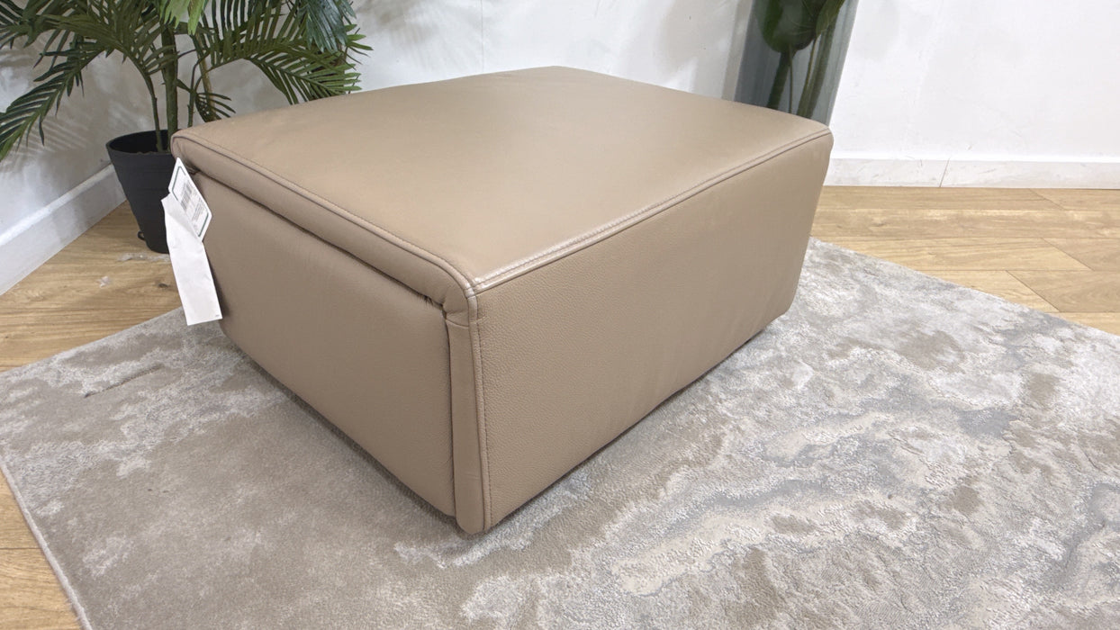 Sofology Premiere Fabric Designer Storage Footstool in Trusty Embossed Leather Mushroom