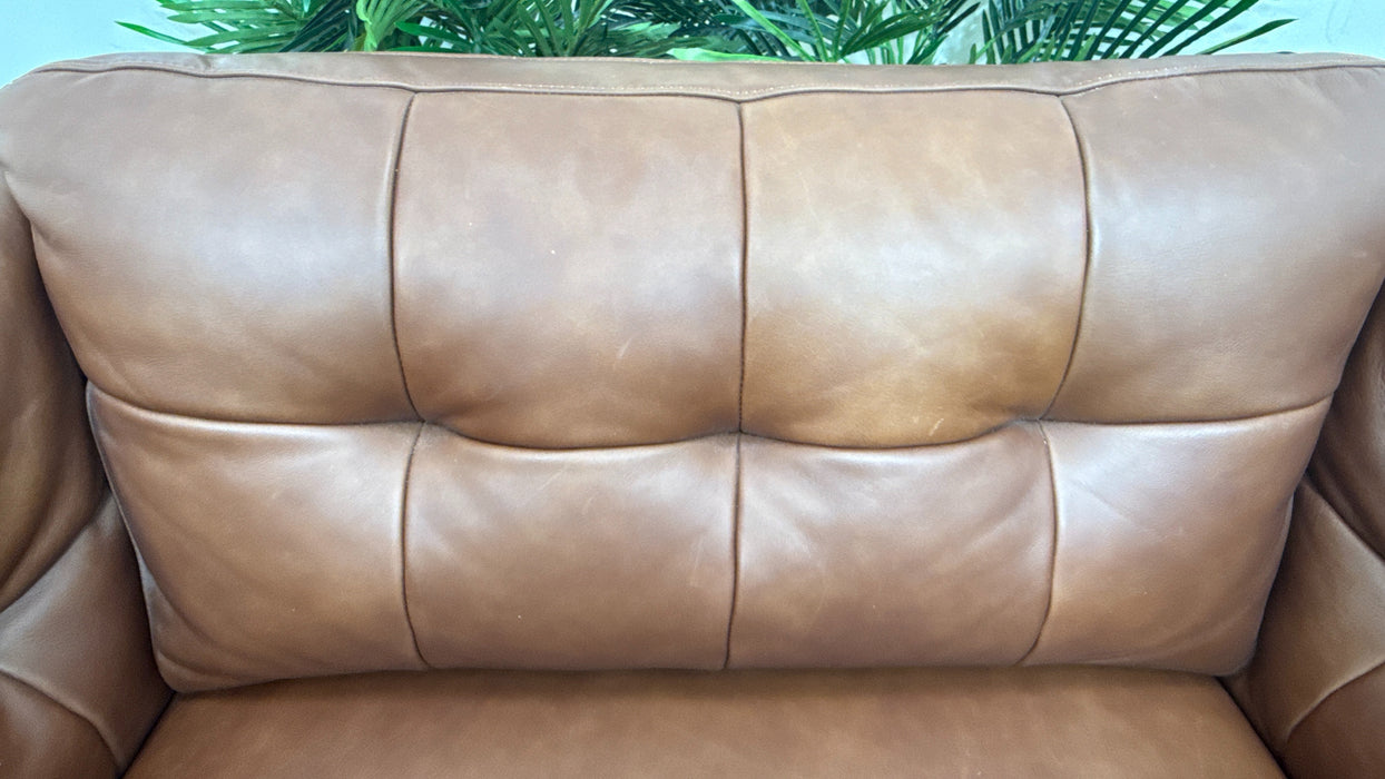 Sofology Muse Leather Loveseat in Relaxed Matt Espresso