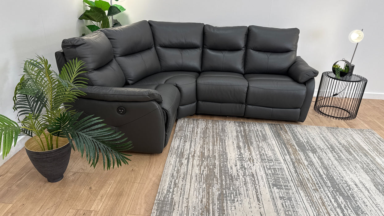 Sofology Albion Leather 1 Corner 2 Power Recliner in Charcoal