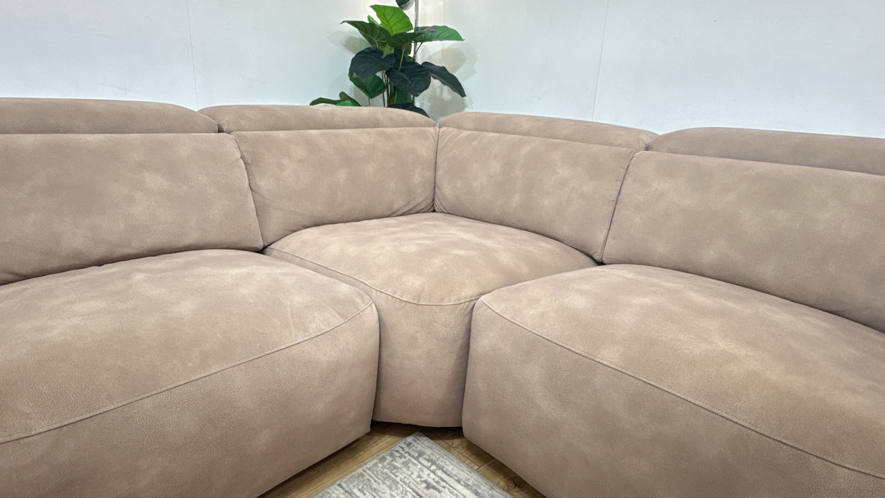 Sofology Serene Fabric 3 Corner 1 Power Recliner/Headrest in Lifestyle Mottled Latte