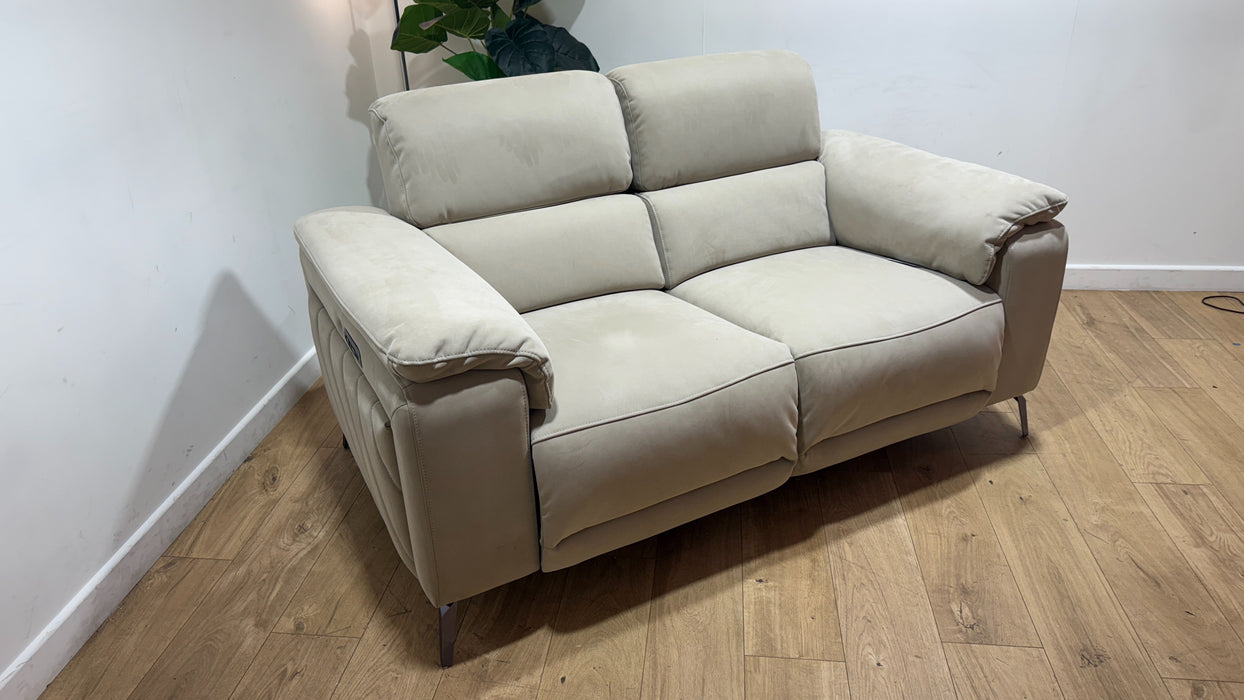 Sofology Fratelli Fabric 2 Seater Power Recliner/Headrest in Lifestyle Nubuck Feel Stone