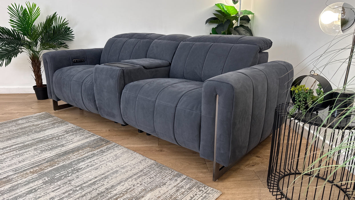 Sofology The Paramount Fabric 2.5 Seater Console Power Recliner/Headrests Speakers in Lifestyle Nubuck Feel Charcoal