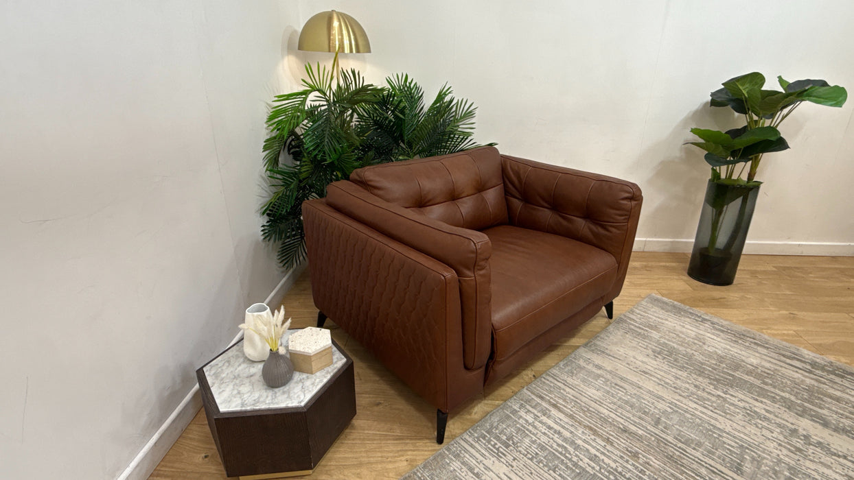Sofology Muse Leather Loveseat in Relaxed Matt Espresso