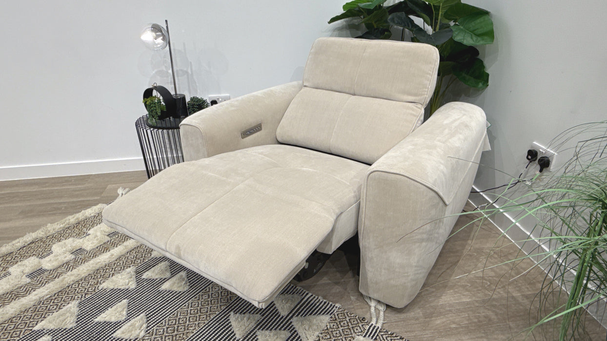 Sofology Riviera Loveseat Power Recliner Fabric Chair in Chenille Cotton