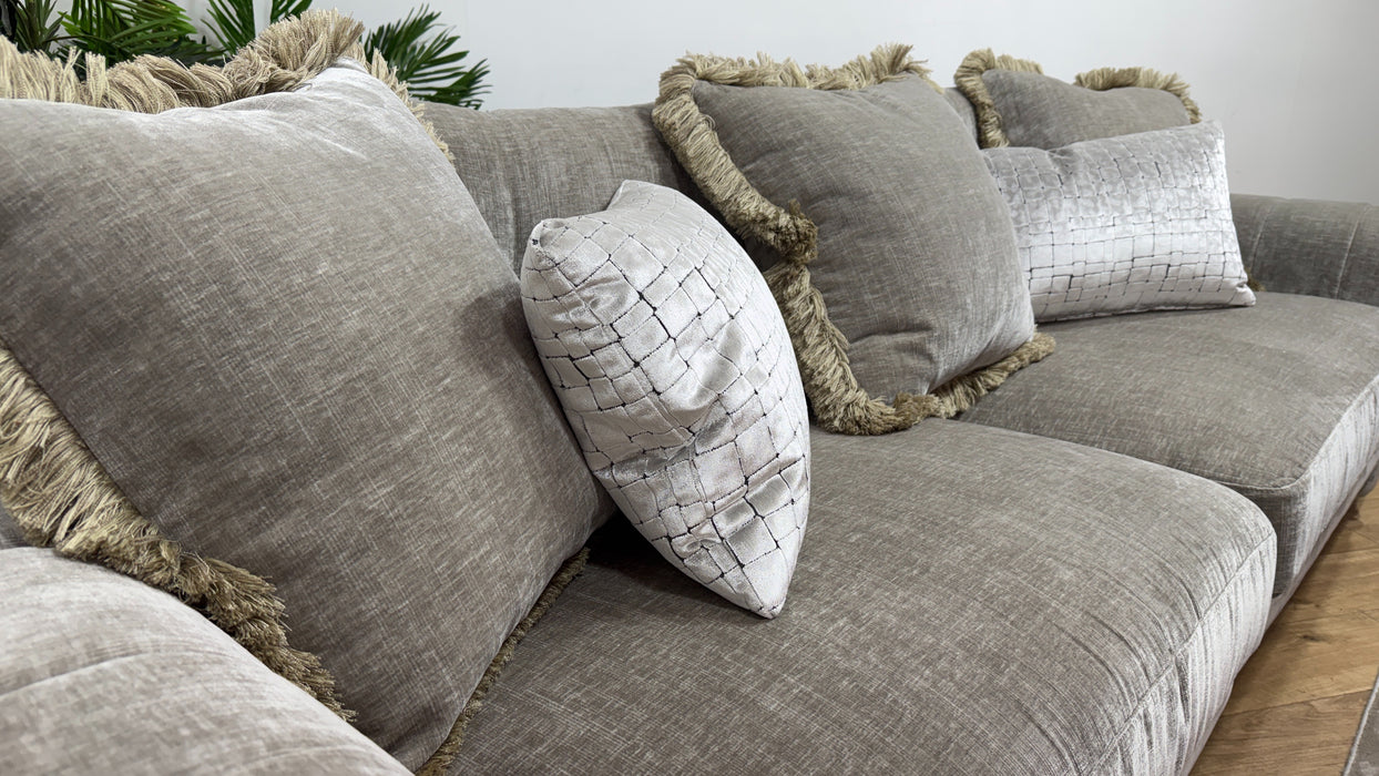 Sofology Regency Fabric 4 Seater Split Foam Seats in Luxe Chenille Stone Mix
