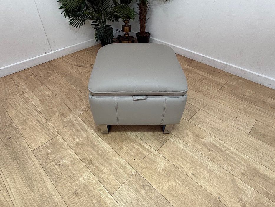 Sofology Ravello Leather Designer Storage Footstool in Trusty Embossed Light Grey