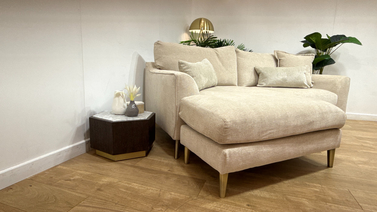 Sofology Mayfair Fabric Chaise 3 Seater Foam Seats in Linen Look Chenille Natural