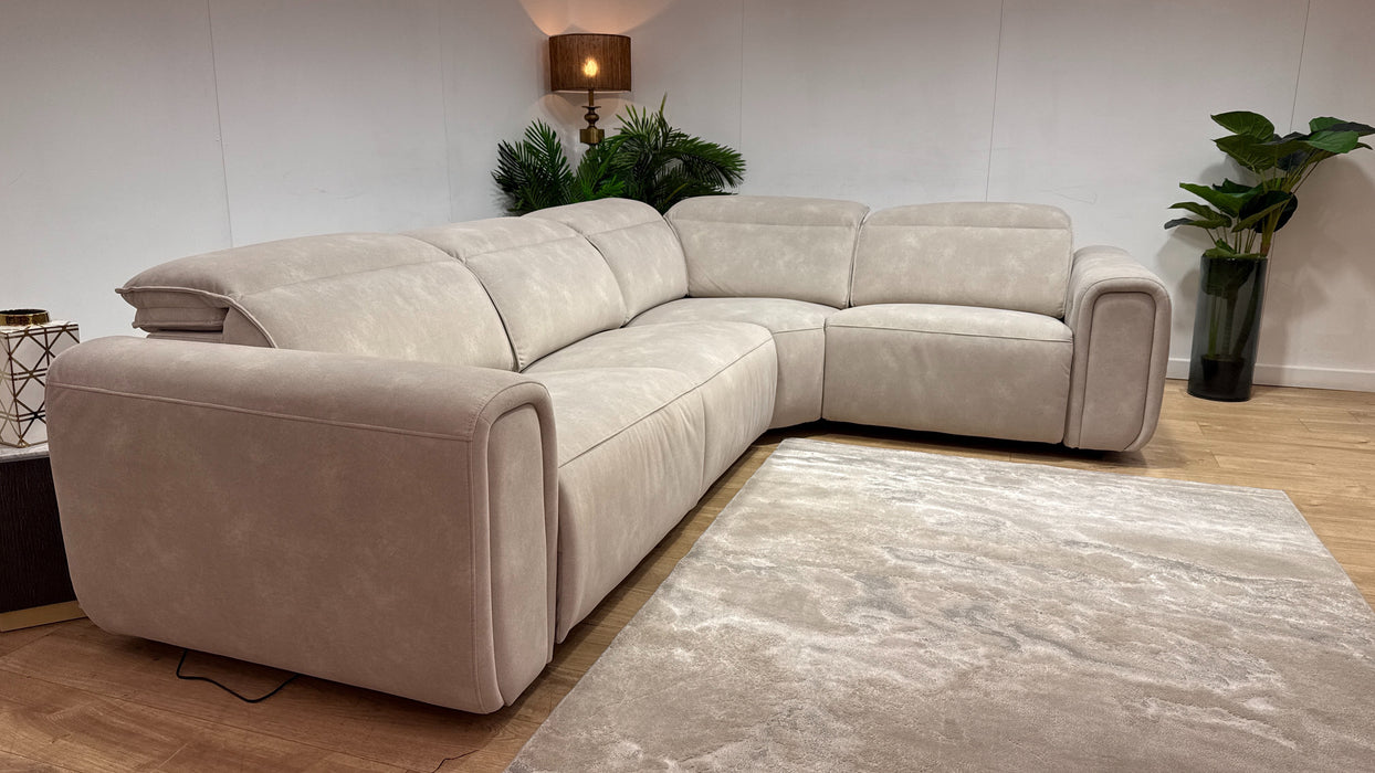 Sofology Premiere Fabric 3 Corner 1.5 Power Recliner/Headrest in Lifestyle Flecked Ivory