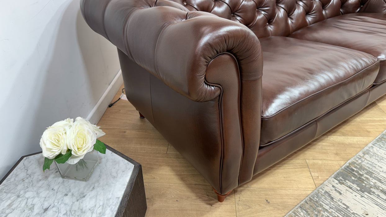 Sofology Darcy Leather 3 Seater without Studs in Trusty Supersoft Sheen Chestnut