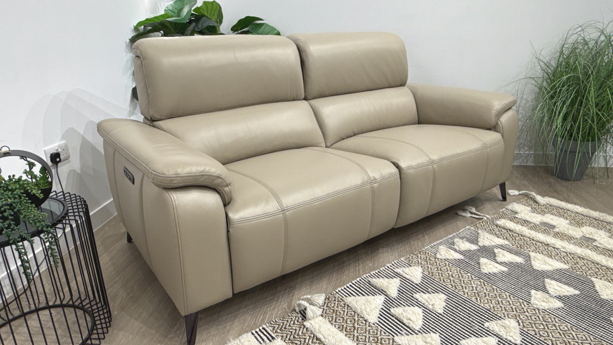 Sofology Bailey Leather 2.5 Seater Power Recliner/Headrest in Trusty Embossed Stone