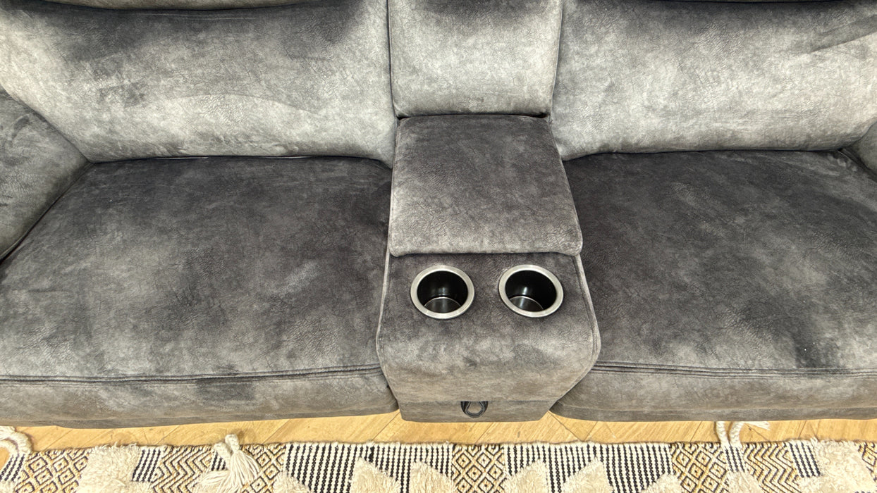 DFS Trek 2 seater Power Recliner with console in Charcoal