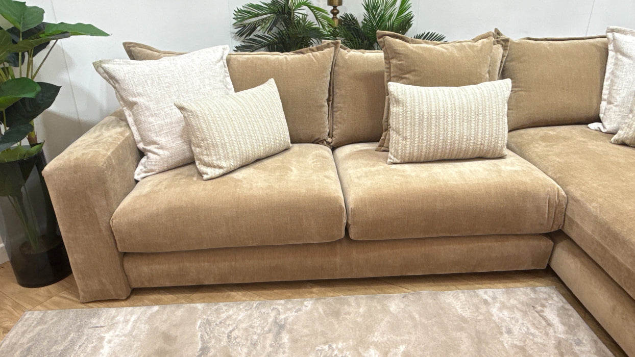 Sofology Cove Fabric Grande Chaise in Soft Chenille Caramel Mix