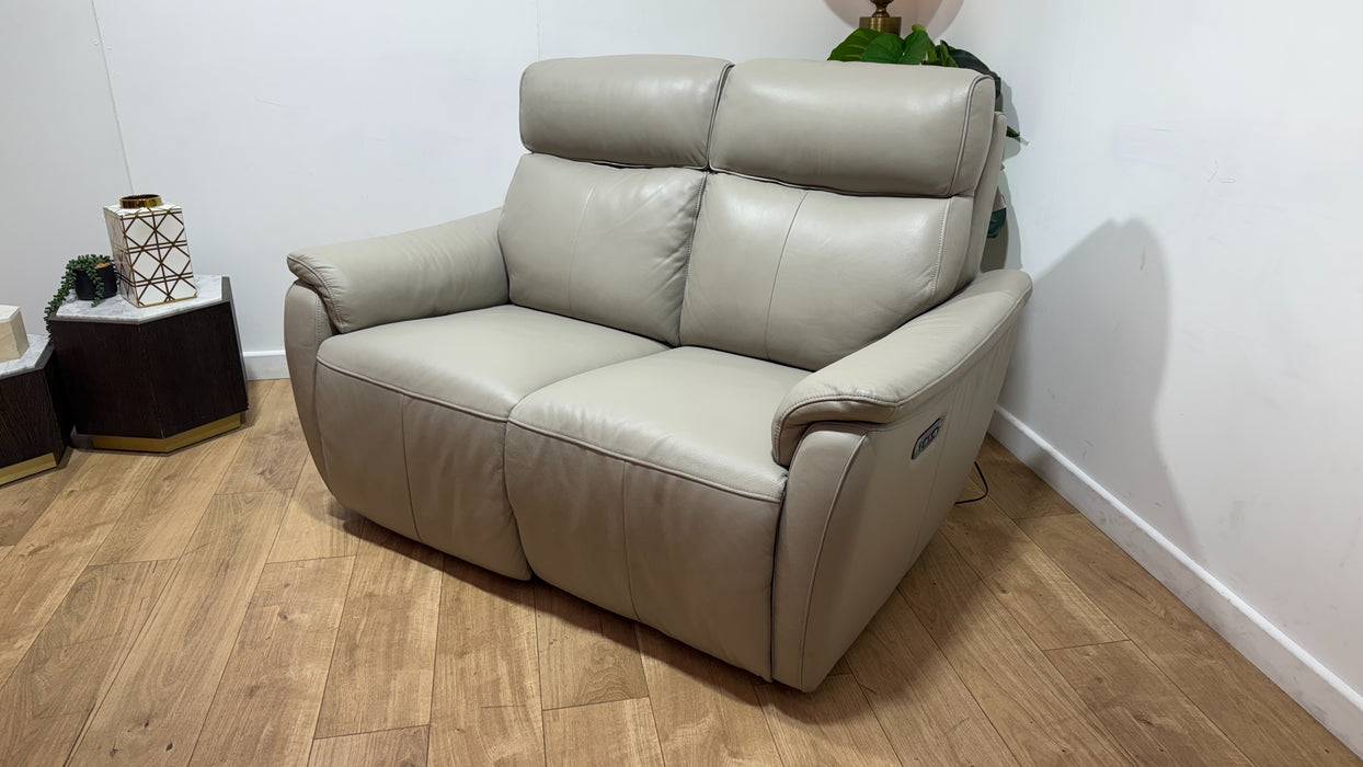 Sofology Parker Leather 2 Seater Power Recliner/Headrest in Trusty Sheen Lead Grey