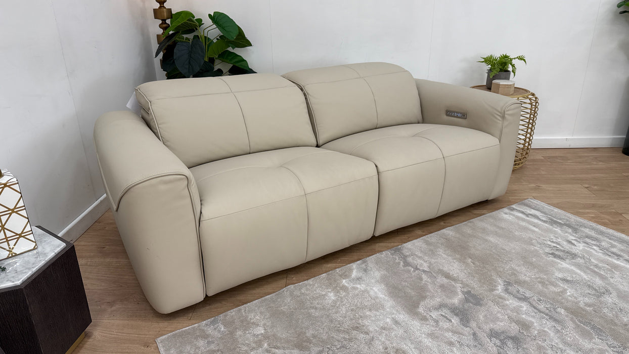 Sofology The Riviera Leather 2.5 Seater Power Recliner/Headrest in Trusty Super Matt Stone