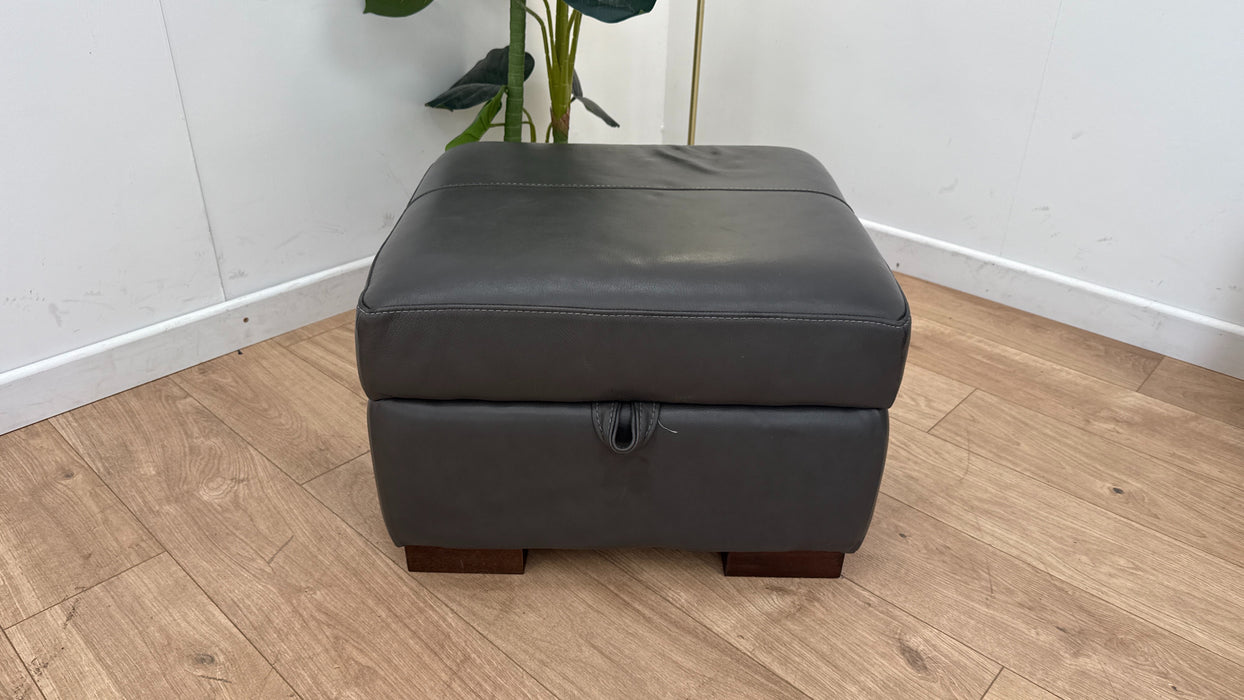 Sofology Cordelia Leather Storage Footstool in Dakota Pewter