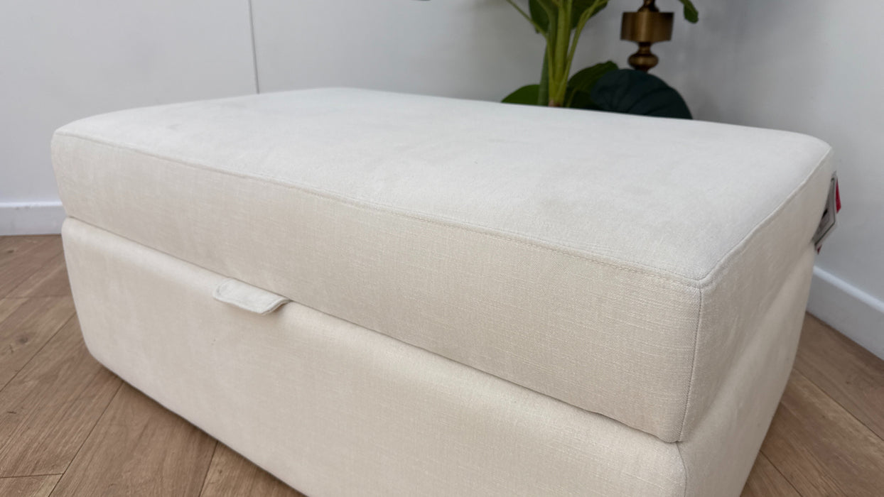 Sofology Cove Fabric Large Storage Footstool in Soft Chenille Ivory