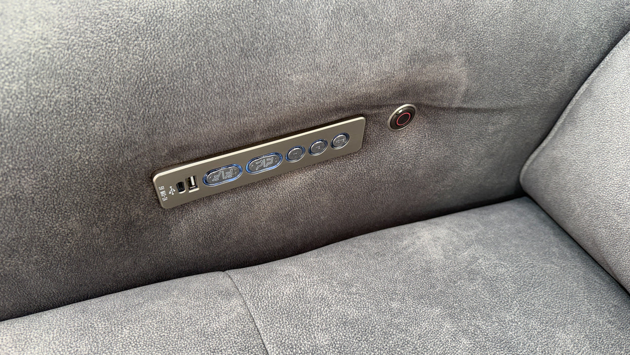 Sofology Riviera Fabric 2.5 Seater Console Power Recliner/Headrest Heated Seats in Mocha