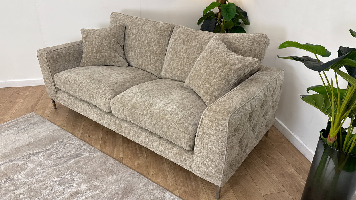 Sofology Rococo Fabric 3 Seater Full Back in Rococo Chunky Chenille Grey