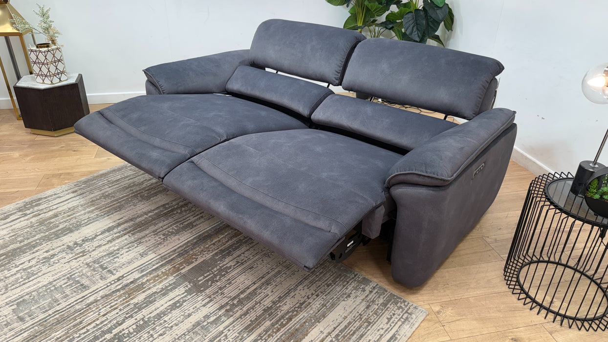 Sofology Hugo Fabric 2.5 Seater Power Recliner/Headrest in Lifestyle Flecked Charcoal