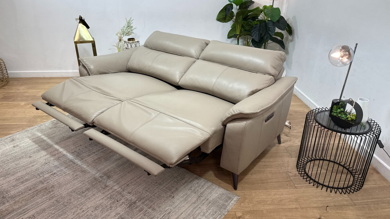 Sofology Arlo Leather 2.5 Seater Power Recliner in Trusty Embossed Stone