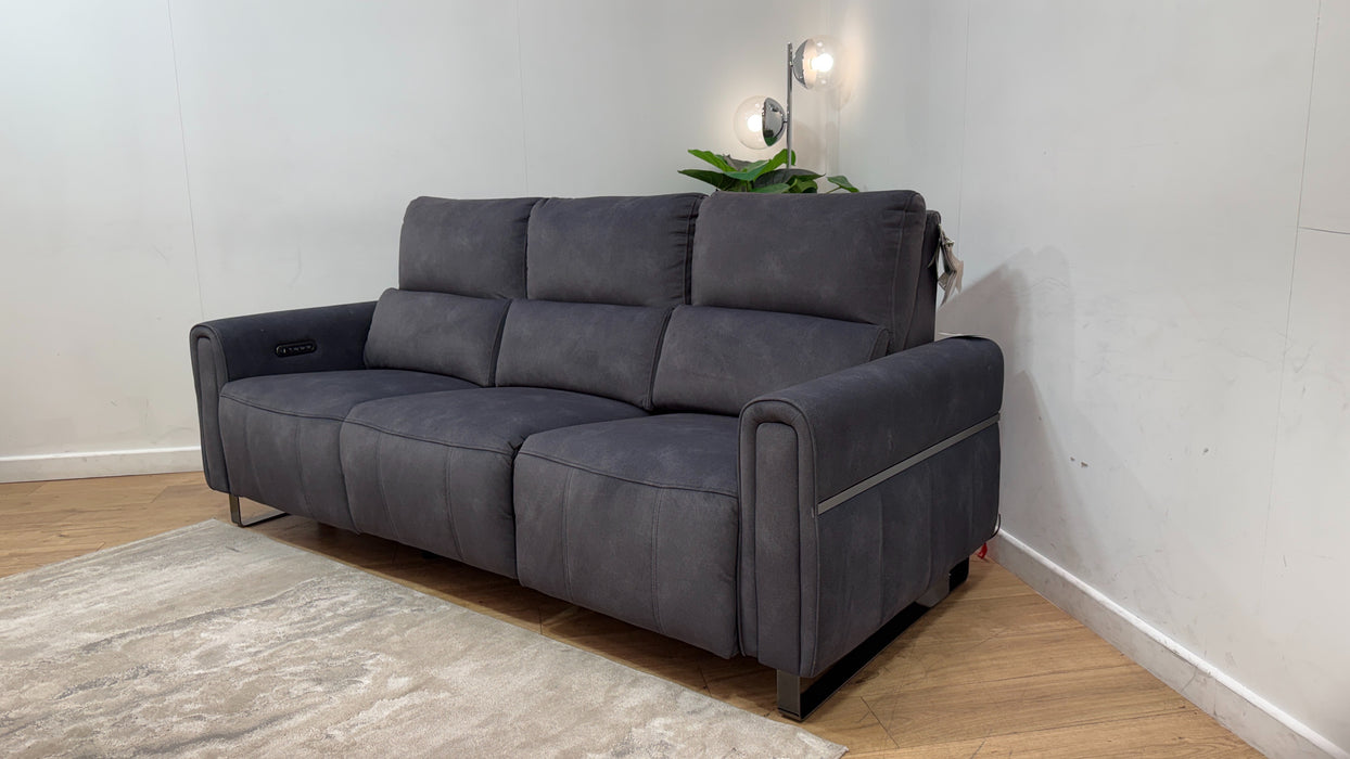 Sofology Ravello Fabric 3 Seater Power Recliner/Headrest Lumbar Support in Lifestyle Flecked Charcoal