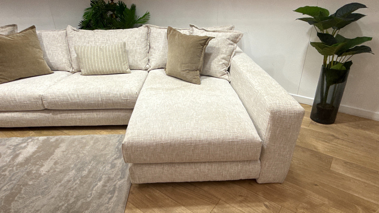 Sofology Cove Fabric Grande Chaise No Panel in Artisan Chenille Ecru Mix