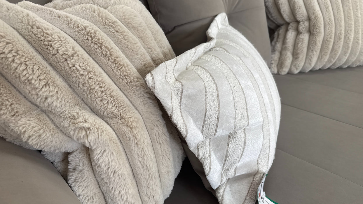 Sofology The Oscar 2 Seater Fabric Sofa in Super Matt Velvet Pebble Mix