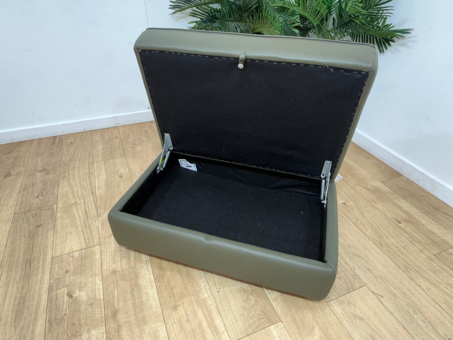 Sofology Palazzo Leather Large Storage Footstool in Trusty Matt Olive