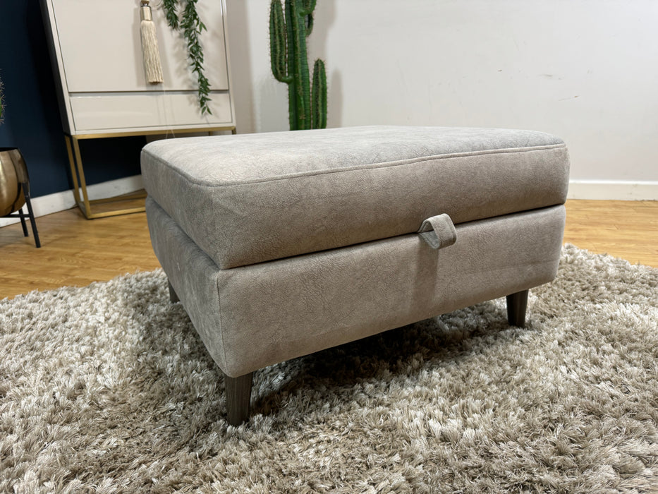 The Hackney Fabric Storage Footstool - Dapple Stone (WA2)