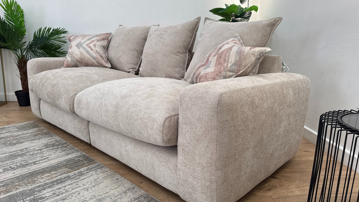 Sofology Haven Fabric 3 Seater Split Pillow Back Foam/Feather Seats in Cosy Chenille Pebble Mix