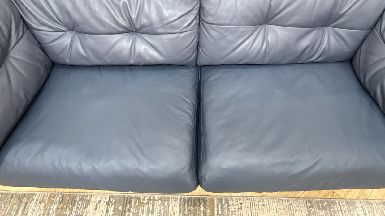 Sofology Hygge Leather 4 Seater Split in Trusty Matt Steel Blue