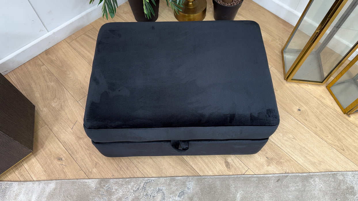 Sofology Fitzrovia Fabric Storage Footstool in Matt Velvet Black