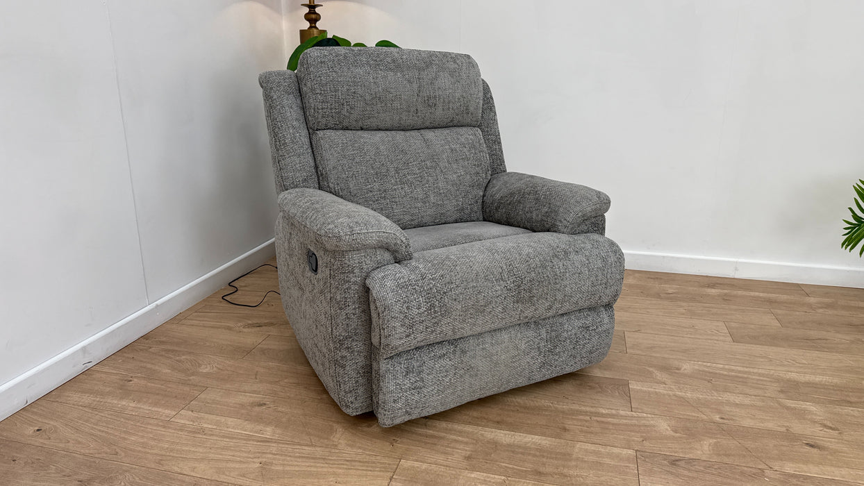 Sofology Gracie Fabric Chair Manual Recliner in Hopsack Chenille Platinum
