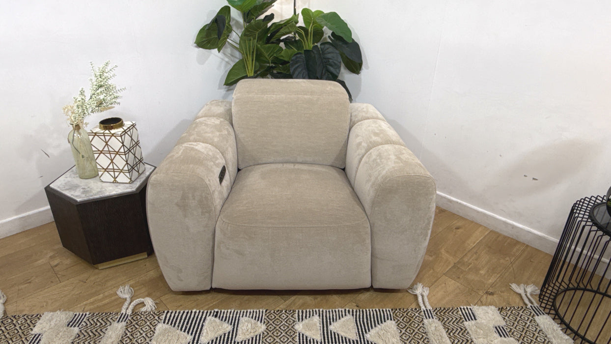 Sofology Solace Chair Power Recliner/Headrest Lumbar Support in Sample Mushroom