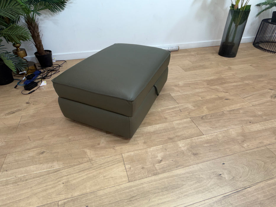 Sofology Palazzo Leather Large Storage Footstool in Trusty Matt Olive