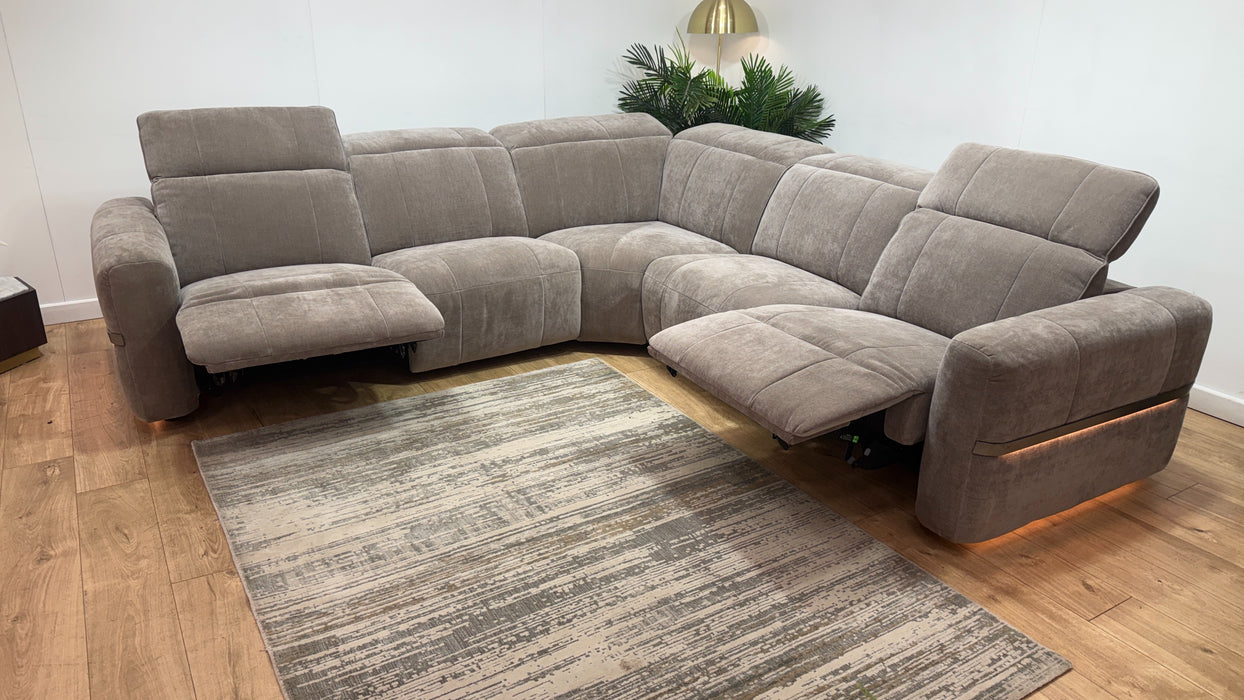 Sofology Lumiere Fabric 3 Corner 3 Power Recliner/Headrest in Relaxed Chenille Nutmeg