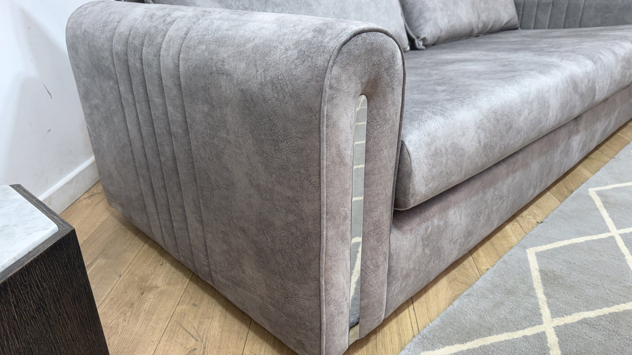 Sofology Savoy Fabric 4 Seater Silver Trim in Lifestyle Dapple Fabric Silver Mix